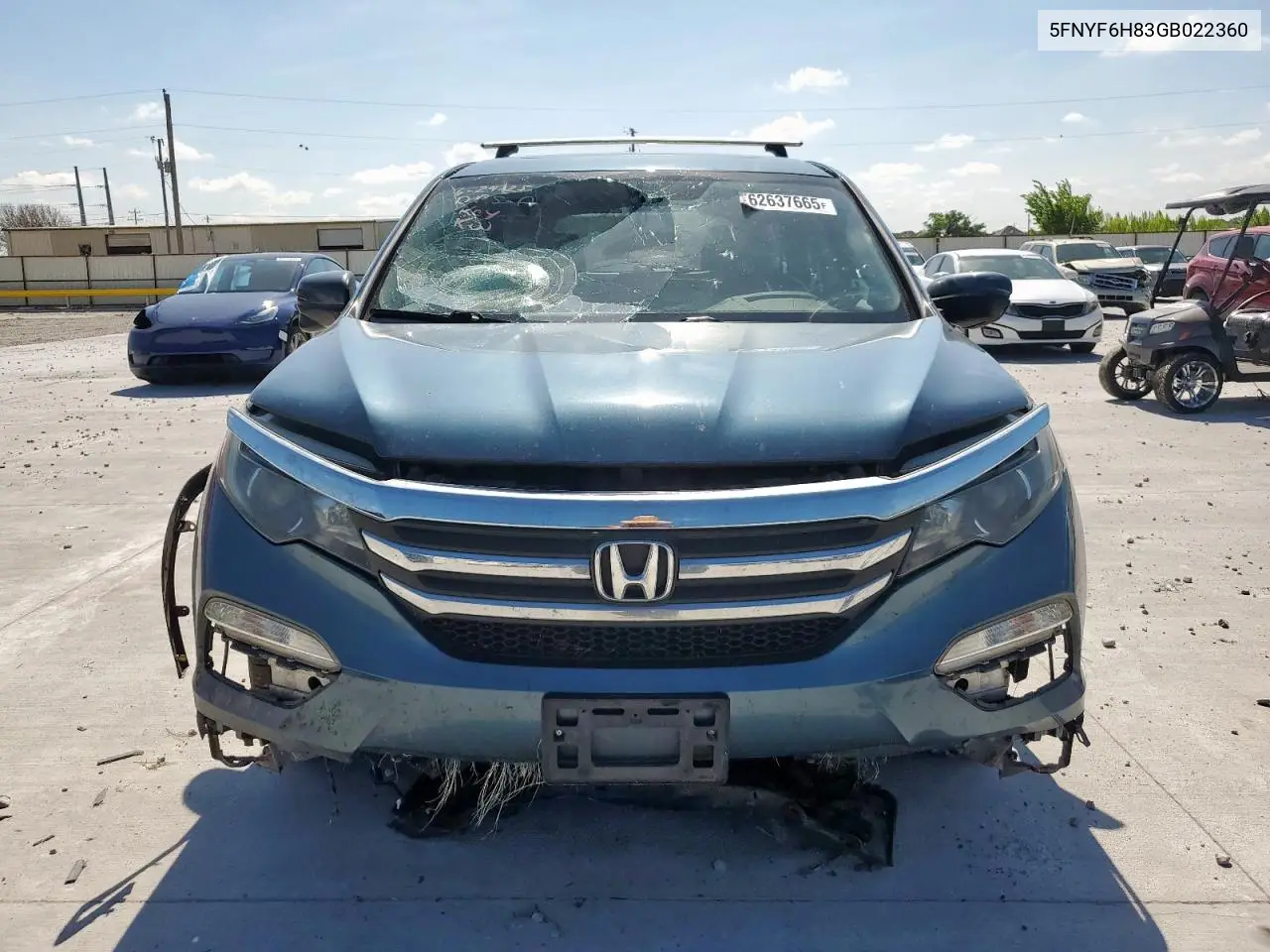 2016 Honda Pilot Exl VIN: 5FNYF6H83GB022360 Lot: 62637665