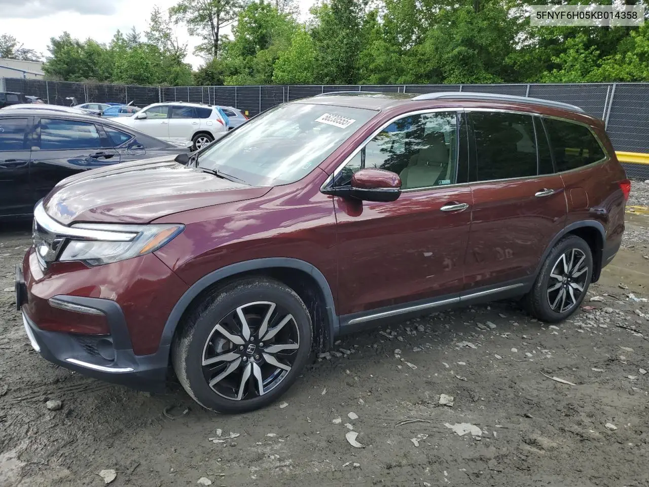 2019 Honda Pilot Elite VIN: 5FNYF6H05KB014358 Lot: 56230555