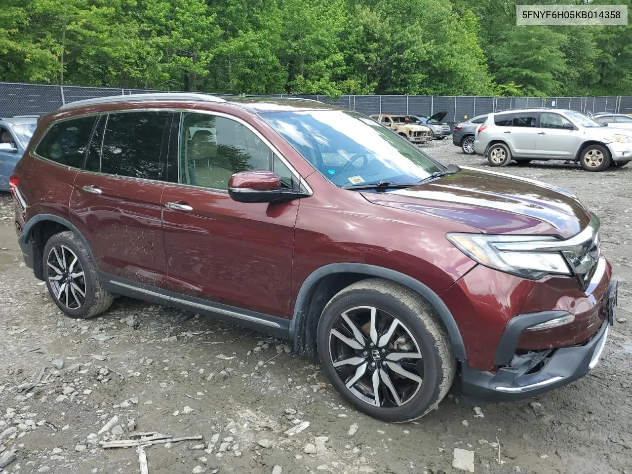 2019 Honda Pilot Elite VIN: 5FNYF6H05KB014358 Lot: 56230555