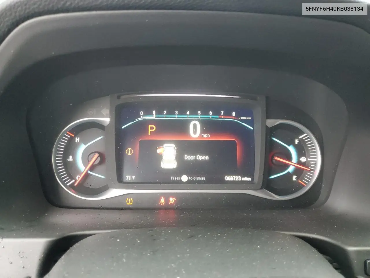 2019 Honda Pilot Exl VIN: 5FNYF6H40KB038134 Lot: 61194745