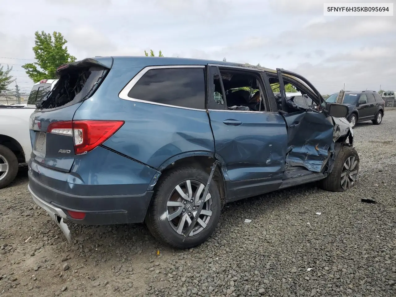 2019 Honda Pilot Ex VIN: 5FNYF6H35KB095694 Lot: 61797265