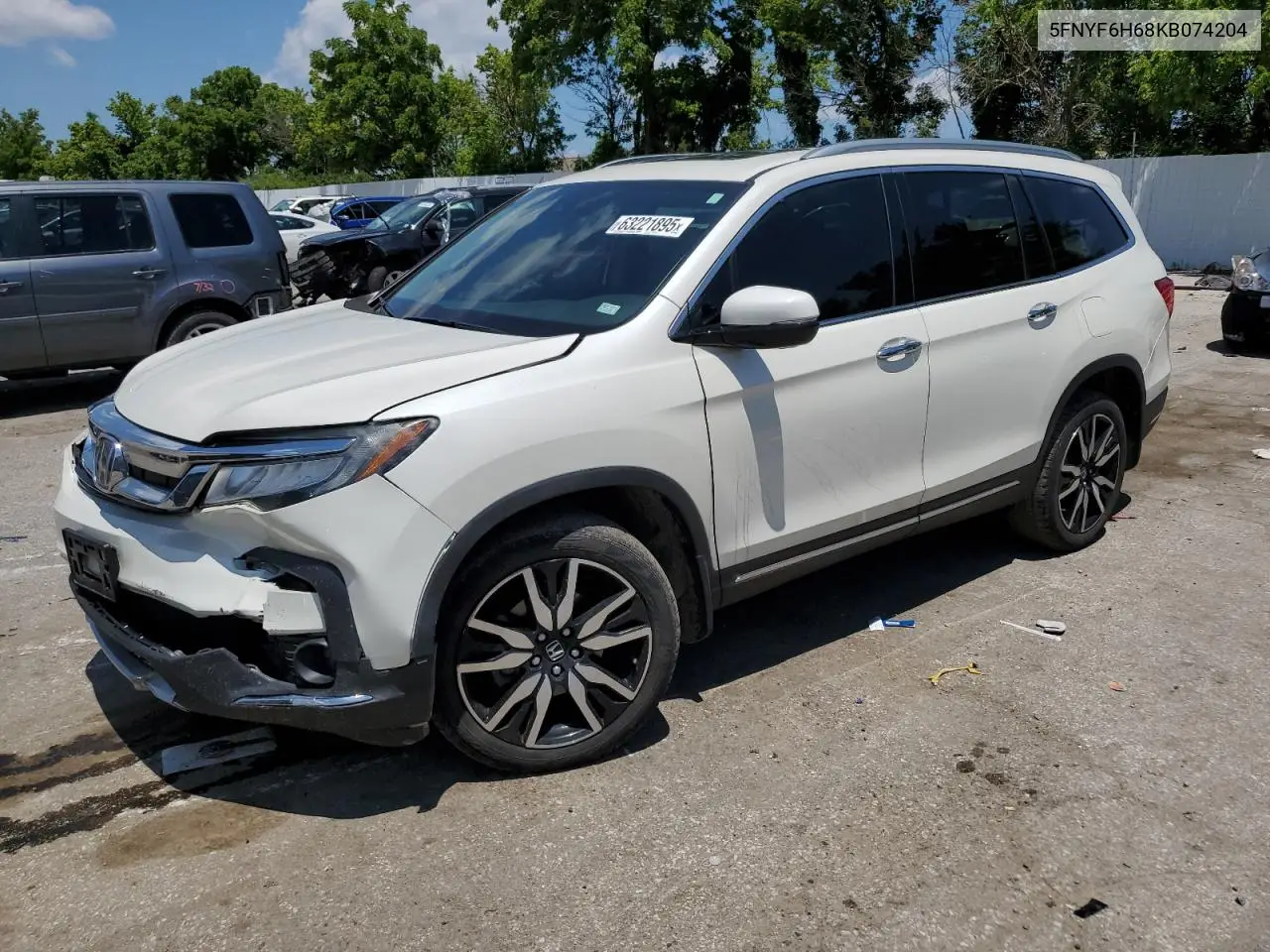 2019 Honda Pilot Touring VIN: 5FNYF6H68KB074204 Lot: 63221895