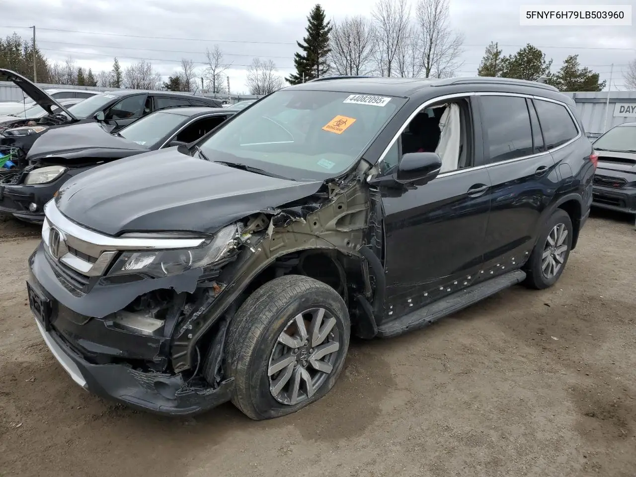 2020 Honda Pilot Black VIN: 5FNYF6H79LB503960 Lot: 44082095