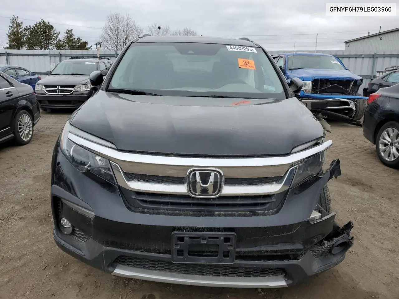2020 Honda Pilot Black VIN: 5FNYF6H79LB503960 Lot: 44082095