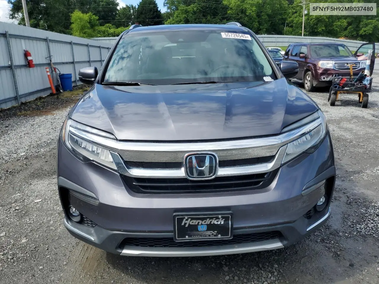 2021 Honda Pilot Touring VIN: 5FNYF5H92MB037480 Lot: 55726545