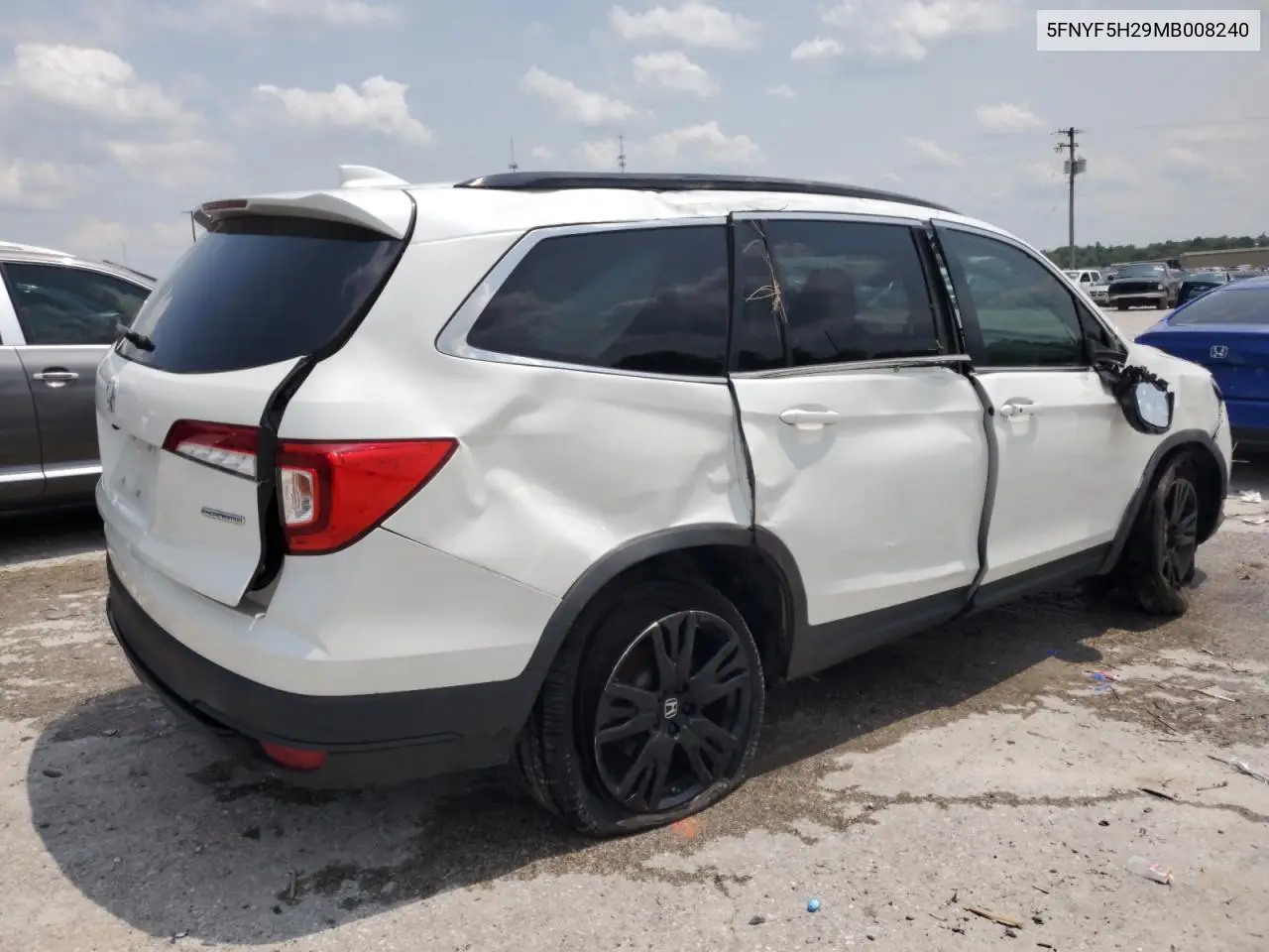 2021 Honda Pilot Se VIN: 5FNYF5H29MB008240 Lot: 60134905