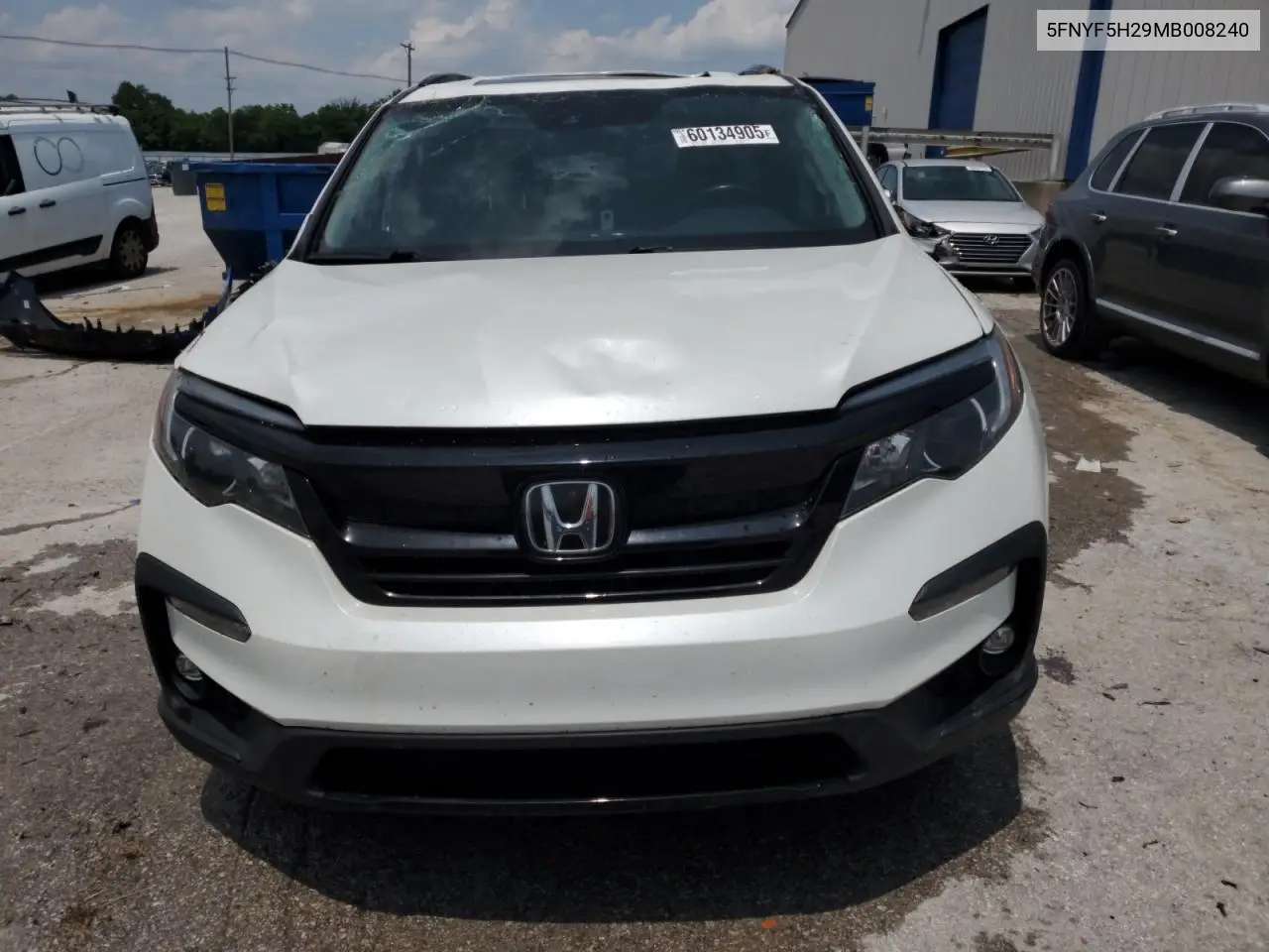2021 Honda Pilot Se VIN: 5FNYF5H29MB008240 Lot: 60134905