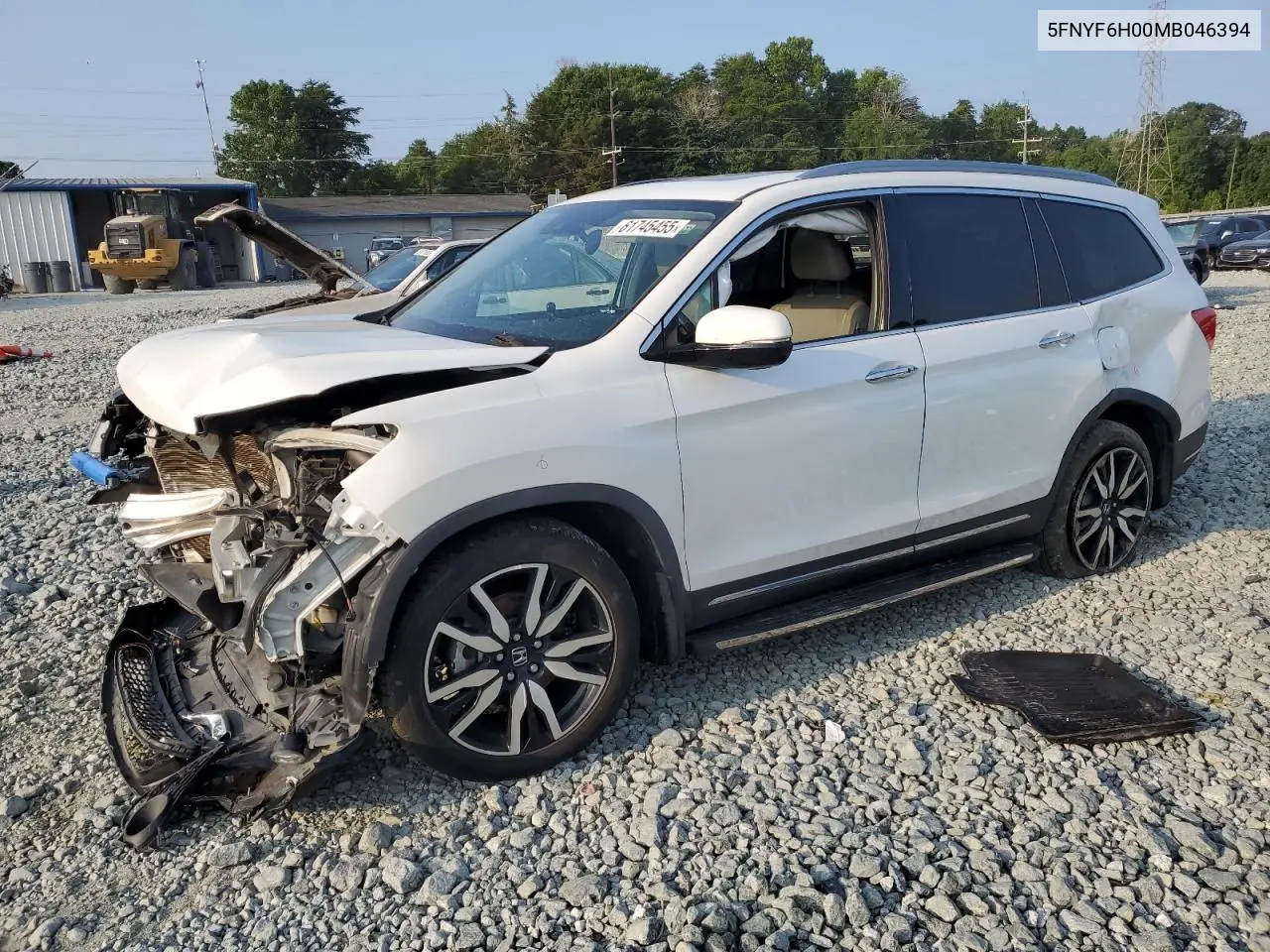 2021 Honda Pilot Elite VIN: 5FNYF6H00MB046394 Lot: 61745455
