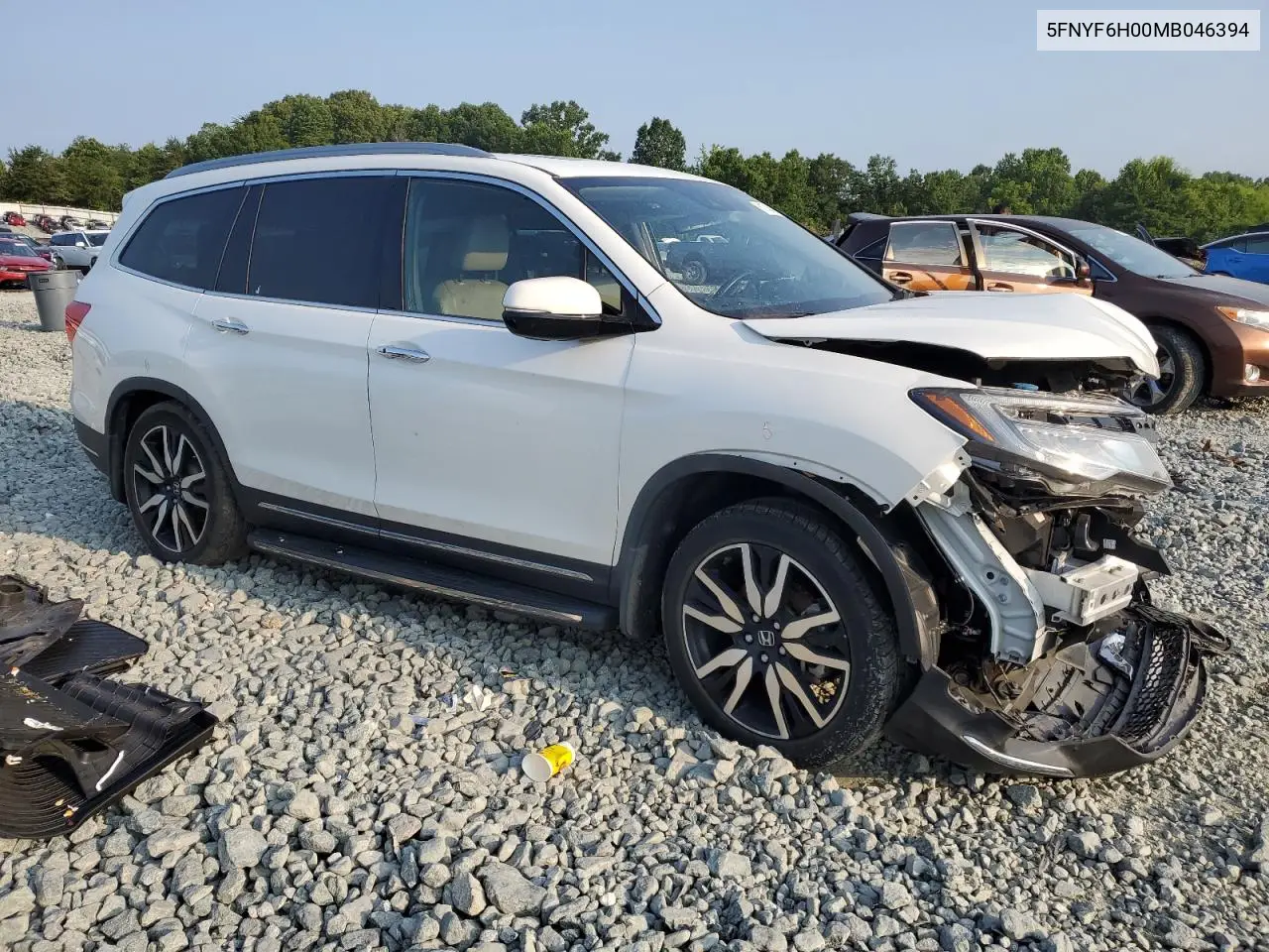 2021 Honda Pilot Elite VIN: 5FNYF6H00MB046394 Lot: 61745455