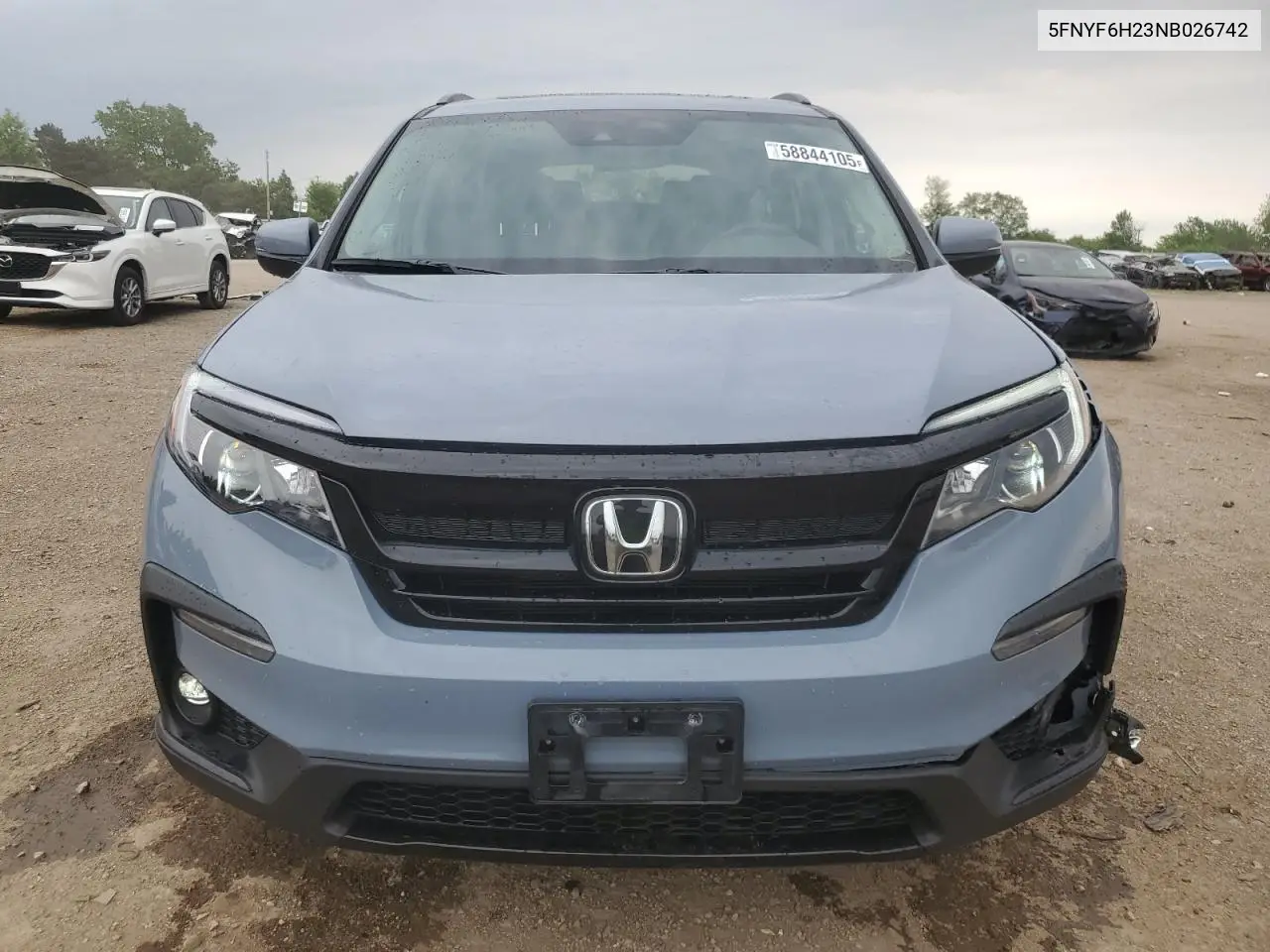 2022 Honda Pilot Se VIN: 5FNYF6H23NB026742 Lot: 58844105