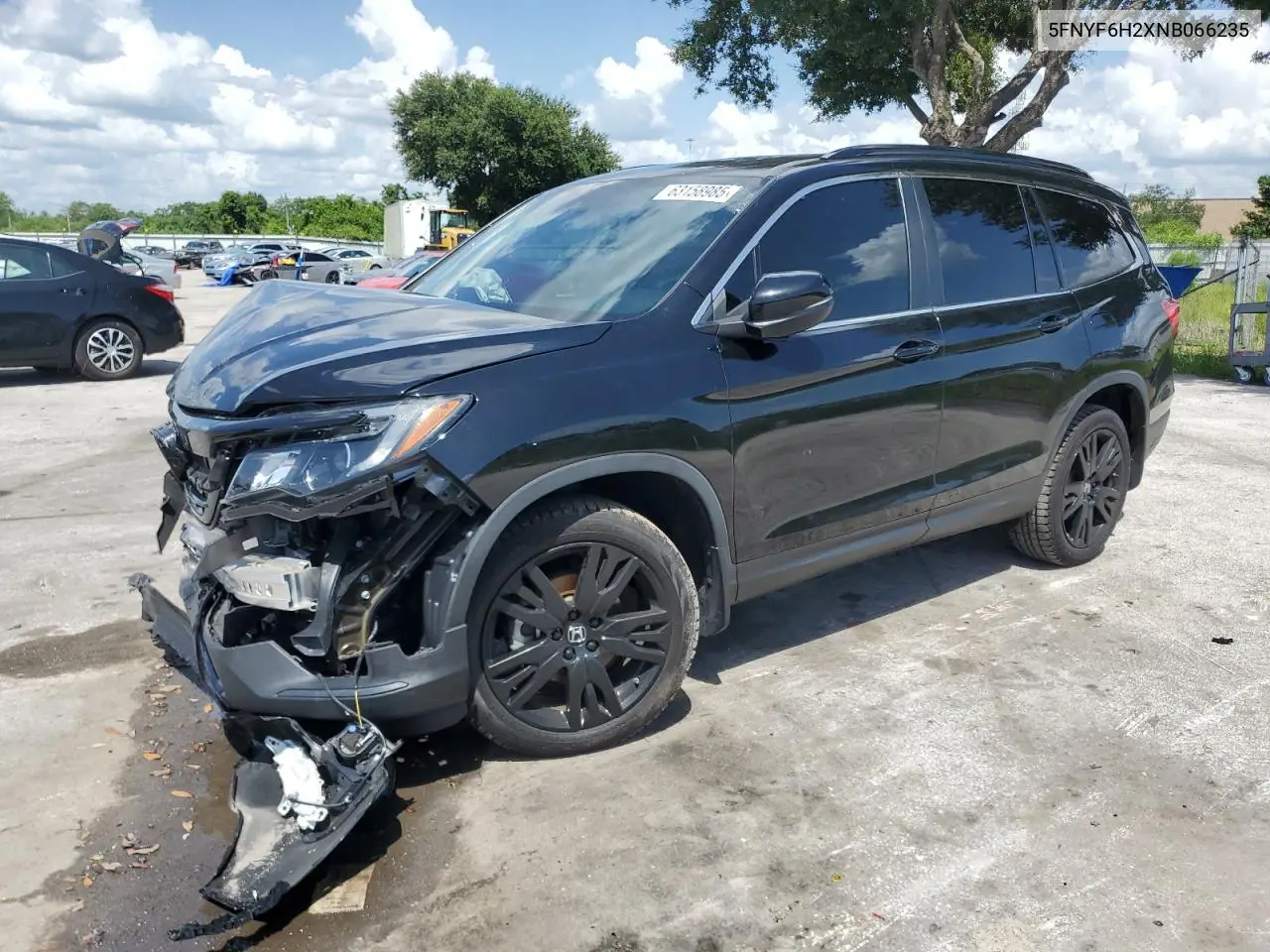 2022 Honda Pilot Se VIN: 5FNYF6H2XNB066235 Lot: 63158985