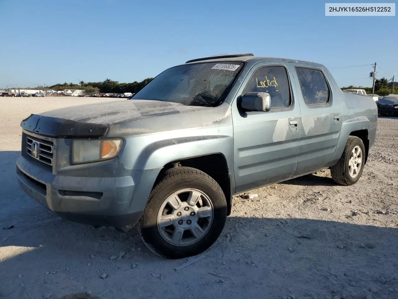 2006 Honda Ridgeline Rtl VIN: 2HJYK16526H512252 Lot: 43186825