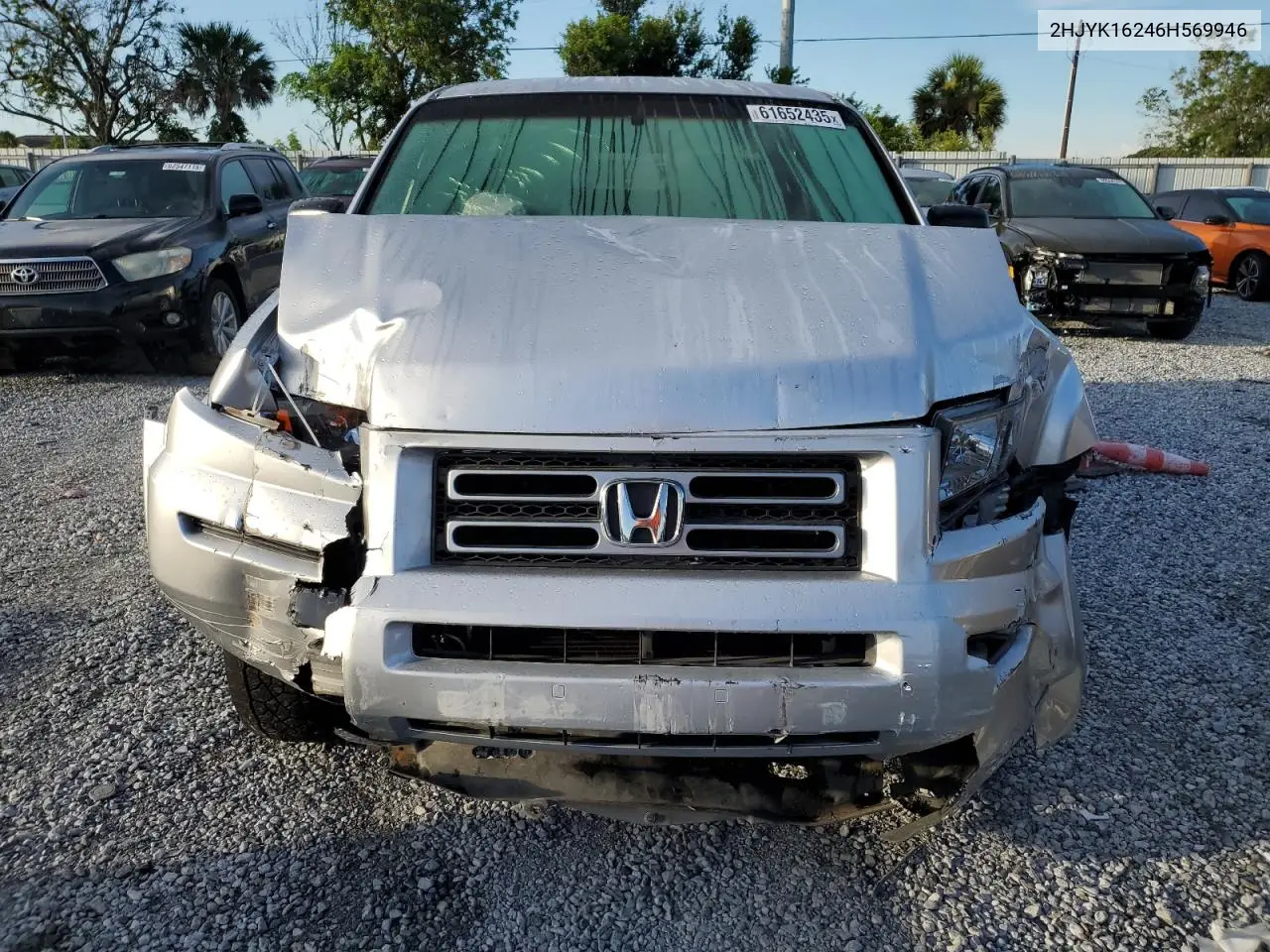 2006 Honda Ridgeline Rt VIN: 2HJYK16246H569946 Lot: 61652435