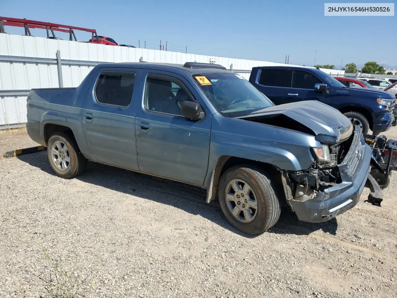 2006 Honda Ridgeline Rtl VIN: 2HJYK16546H530526 Lot: 62322095