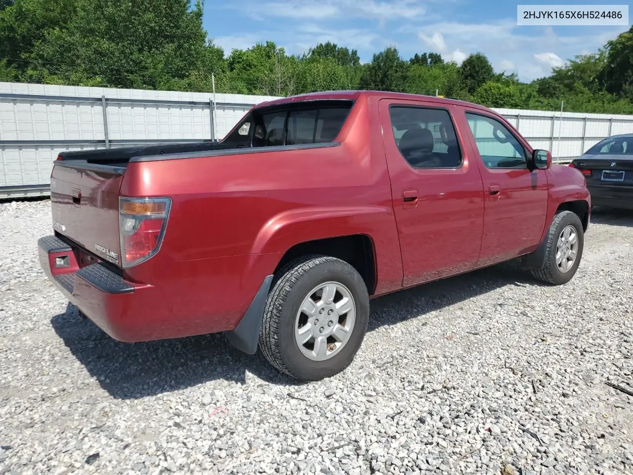 2006 Honda Ridgeline Rtl VIN: 2HJYK165X6H524486 Lot: 62884235