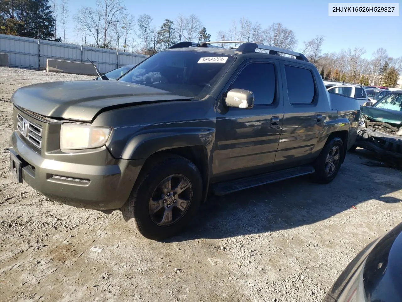 2006 Honda Ridgeline Rtl VIN: 2HJYK16526H529827 Lot: 86984224