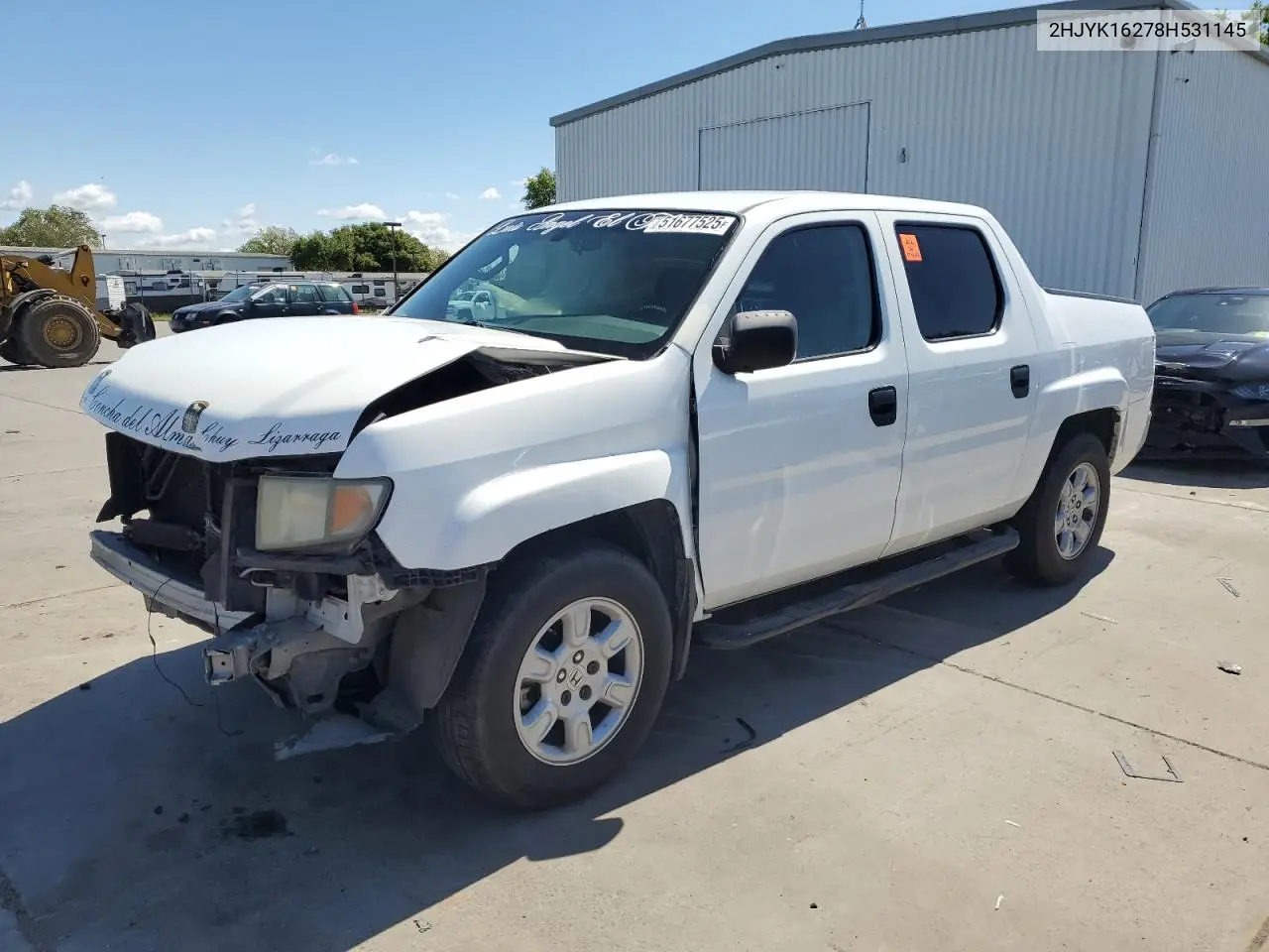 2008 Honda Ridgeline Rt VIN: 2HJYK16278H531145 Lot: 51677525