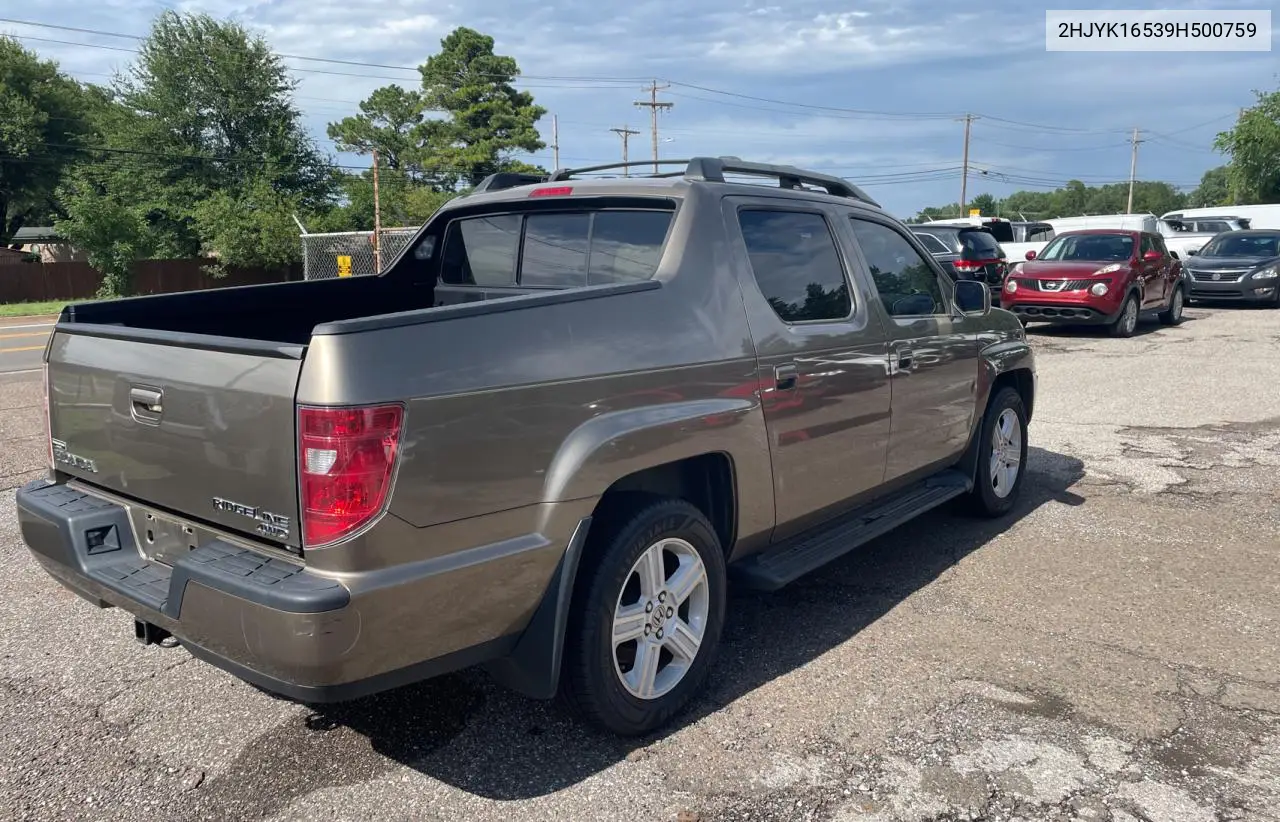 2009 Honda Ridgeline Rtl VIN: 2HJYK16539H500759 Lot: 63874225