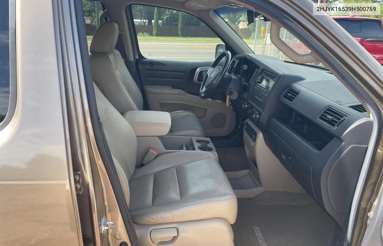 2009 Honda Ridgeline Rtl VIN: 2HJYK16539H500759 Lot: 63874225