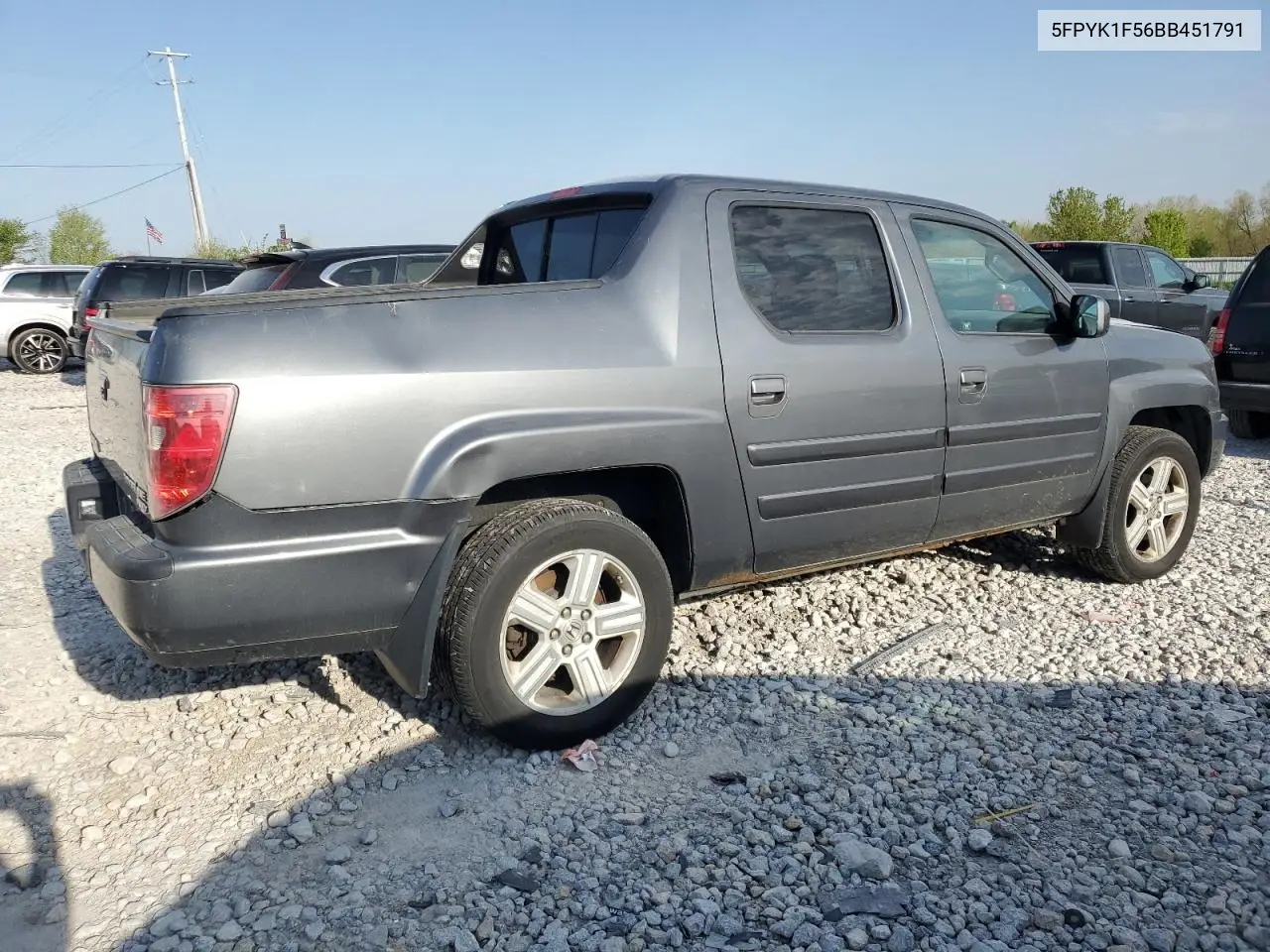 2011 Honda Ridgeline Rtl VIN: 5FPYK1F56BB451791 Lot: 55662905