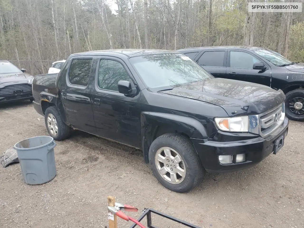 2011 Honda Ridgeline Rtl VIN: 5FPYK1F55BB501760 Lot: 56182415
