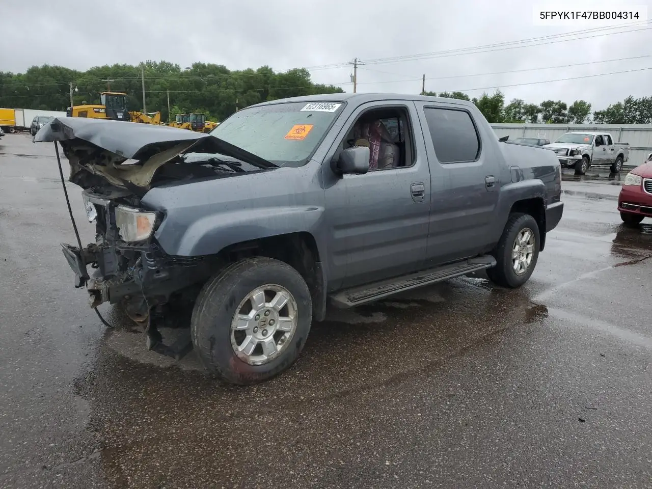 2011 Honda Ridgeline Rts VIN: 5FPYK1F47BB004314 Lot: 62316965
