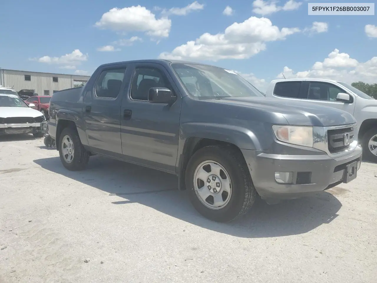 2011 Honda Ridgeline Rt VIN: 5FPYK1F26BB003007 Lot: 62752725