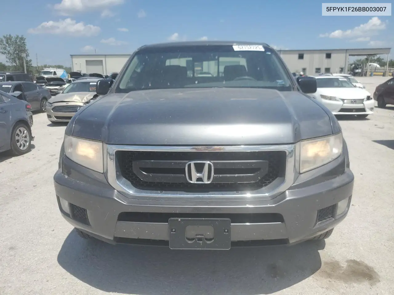 2011 Honda Ridgeline Rt VIN: 5FPYK1F26BB003007 Lot: 62752725