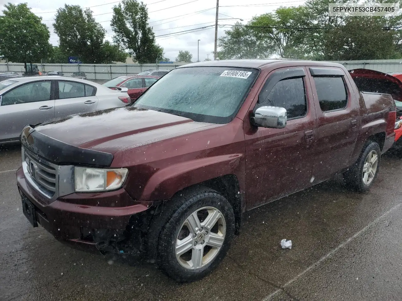 2012 Honda Ridgeline Rtl VIN: 5FPYK1F53CB457405 Lot: 56906165