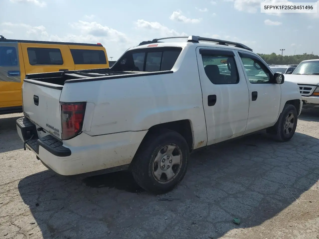2012 Honda Ridgeline Rt VIN: 5FPYK1F25CB451496 Lot: 62484395