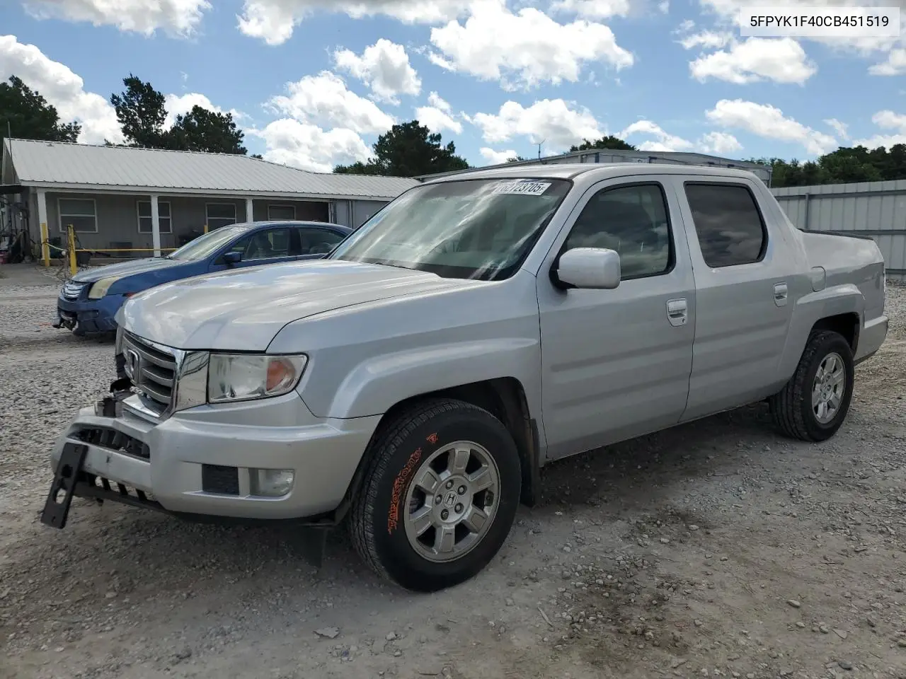 2012 Honda Ridgeline Rts VIN: 5FPYK1F40CB451519 Lot: 62723705