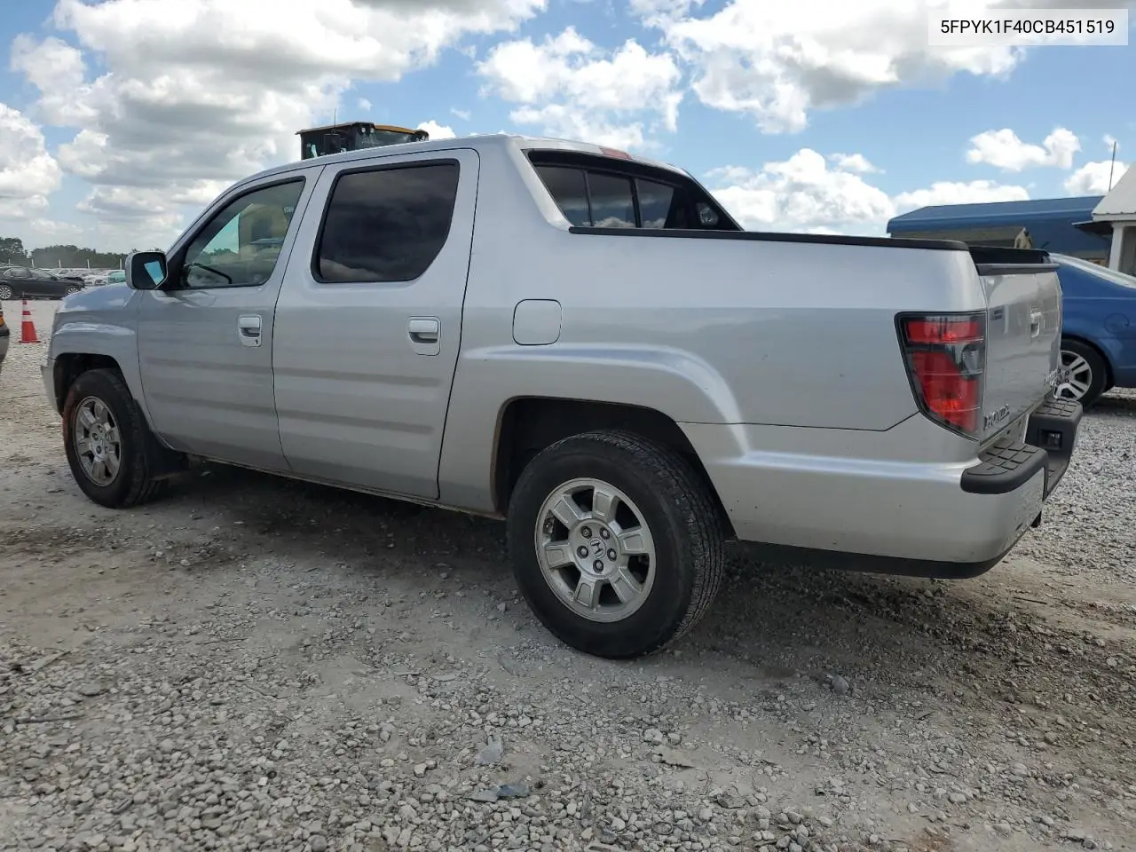 2012 Honda Ridgeline Rts VIN: 5FPYK1F40CB451519 Lot: 62723705