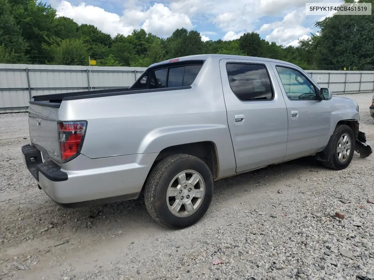 2012 Honda Ridgeline Rts VIN: 5FPYK1F40CB451519 Lot: 62723705