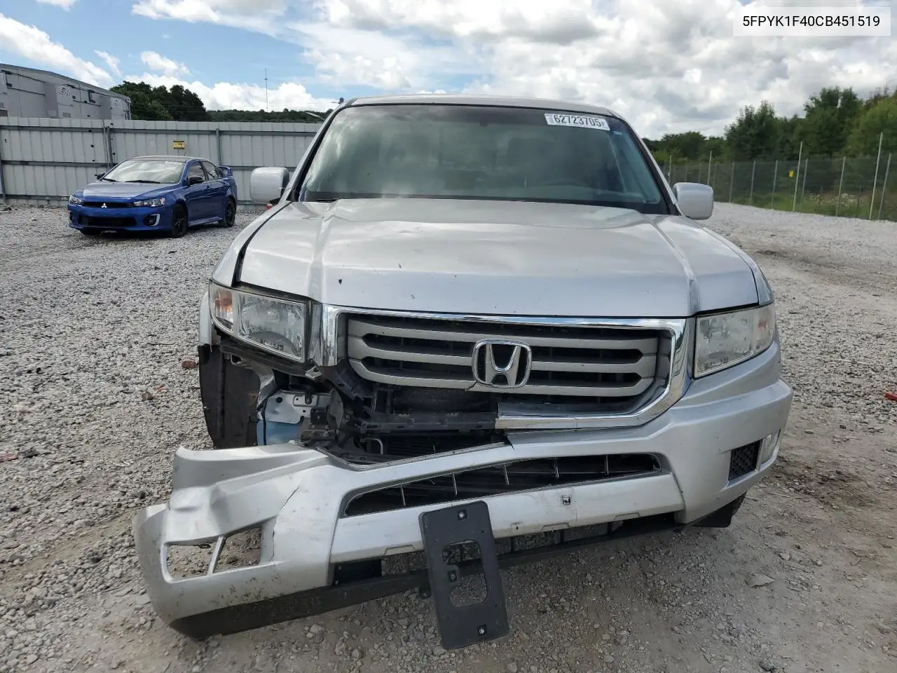 2012 Honda Ridgeline Rts VIN: 5FPYK1F40CB451519 Lot: 62723705