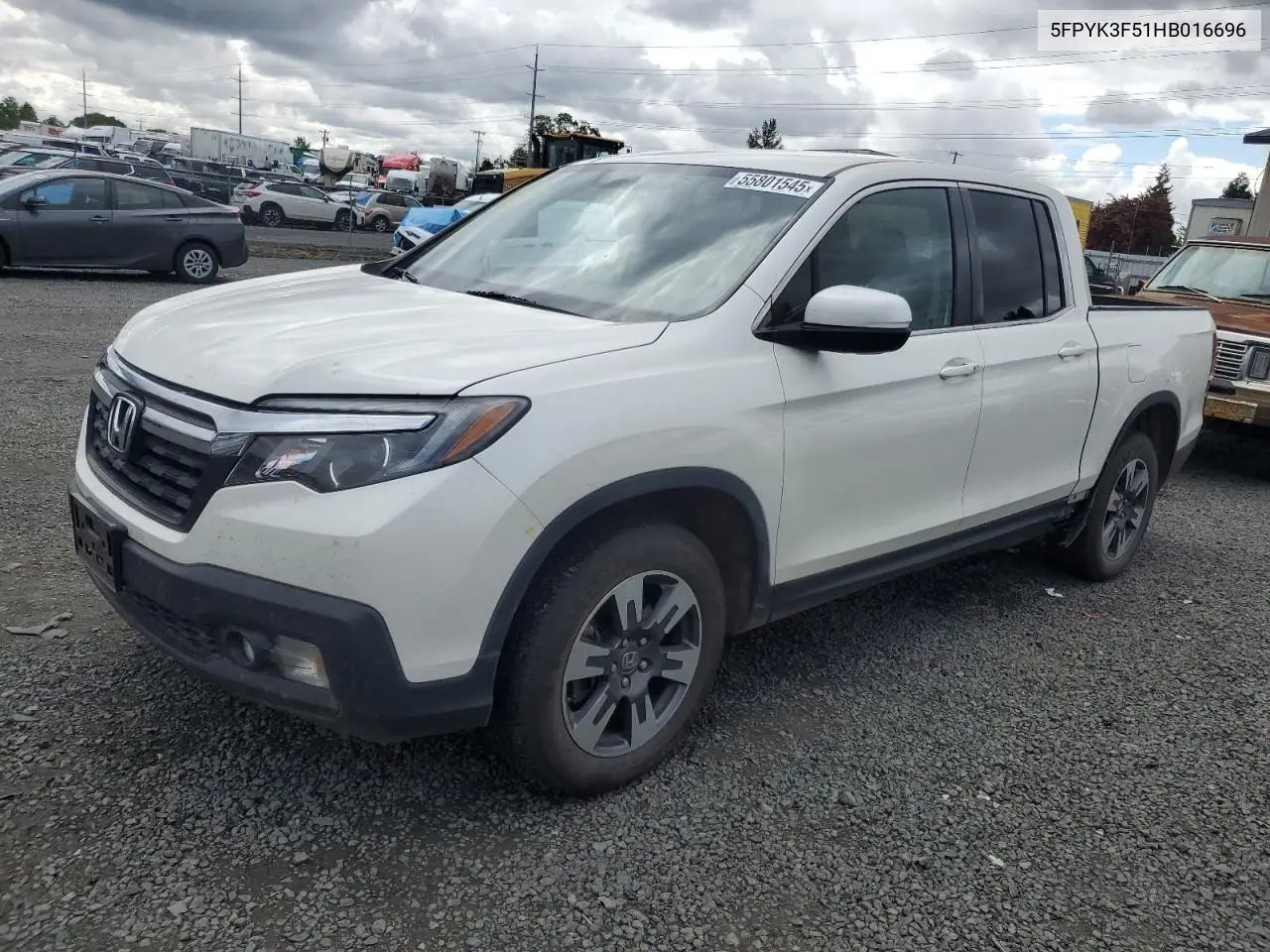 2017 Honda Ridgeline Rtl VIN: 5FPYK3F51HB016696 Lot: 55801545