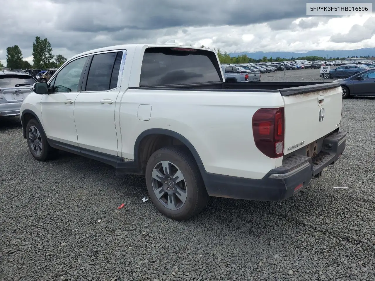 2017 Honda Ridgeline Rtl VIN: 5FPYK3F51HB016696 Lot: 55801545