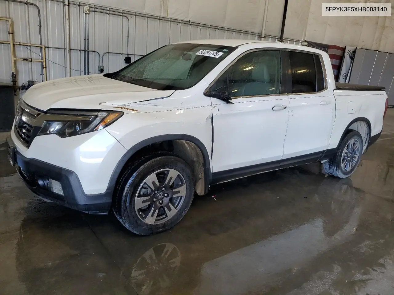 2017 Honda Ridgeline Rtl VIN: 5FPYK3F5XHB003140 Lot: 62091705