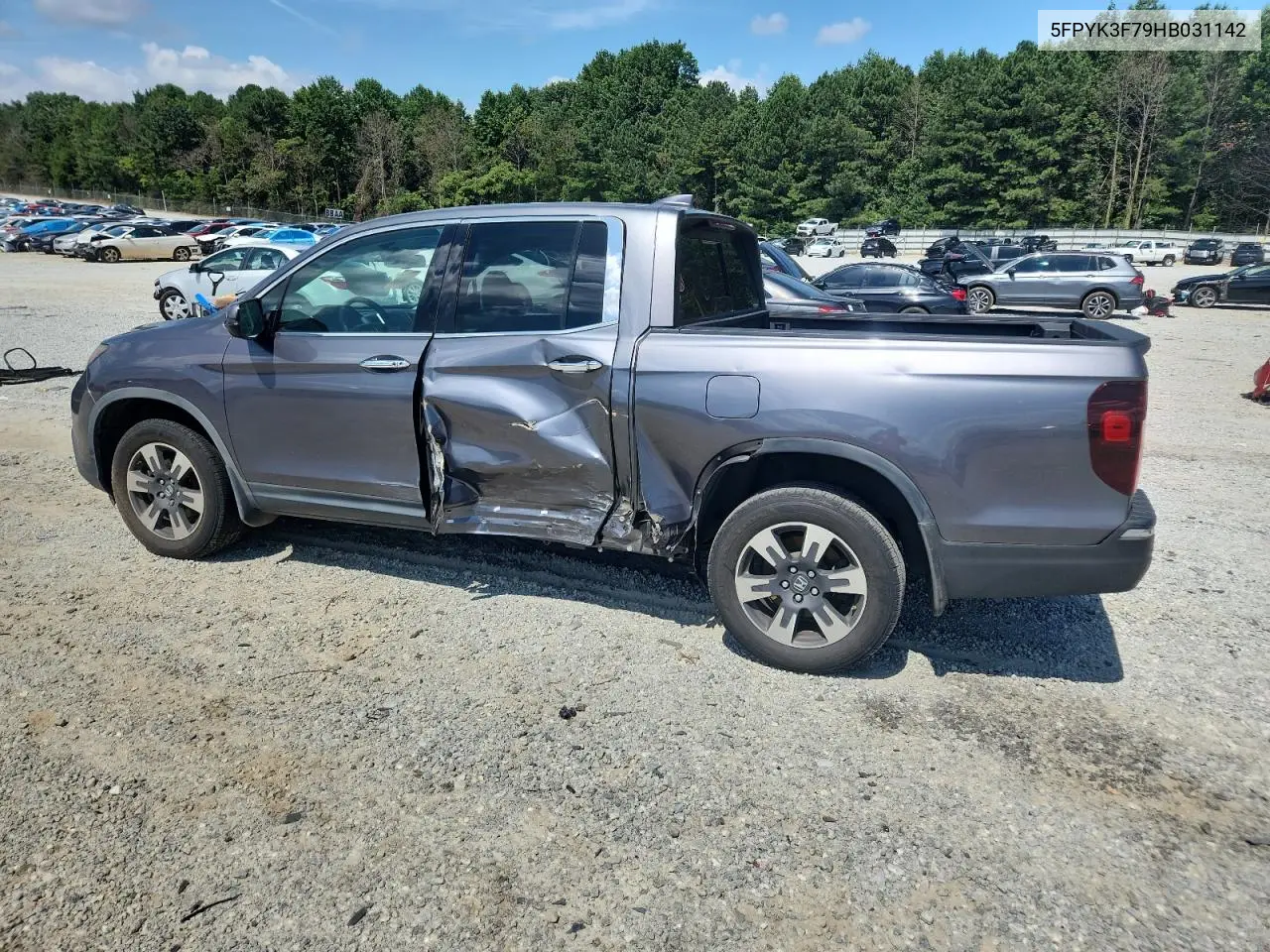 2017 Honda Ridgeline Rtl VIN: 5FPYK3F79HB031142 Lot: 62365885