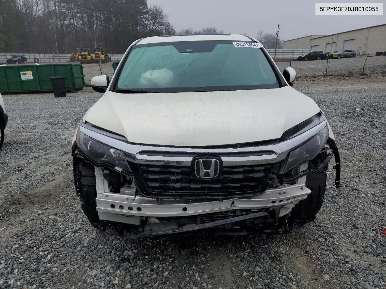 2018 Honda Ridgeline Rtl VIN: 5FPYK3F70JB010055 Lot: 86511494
