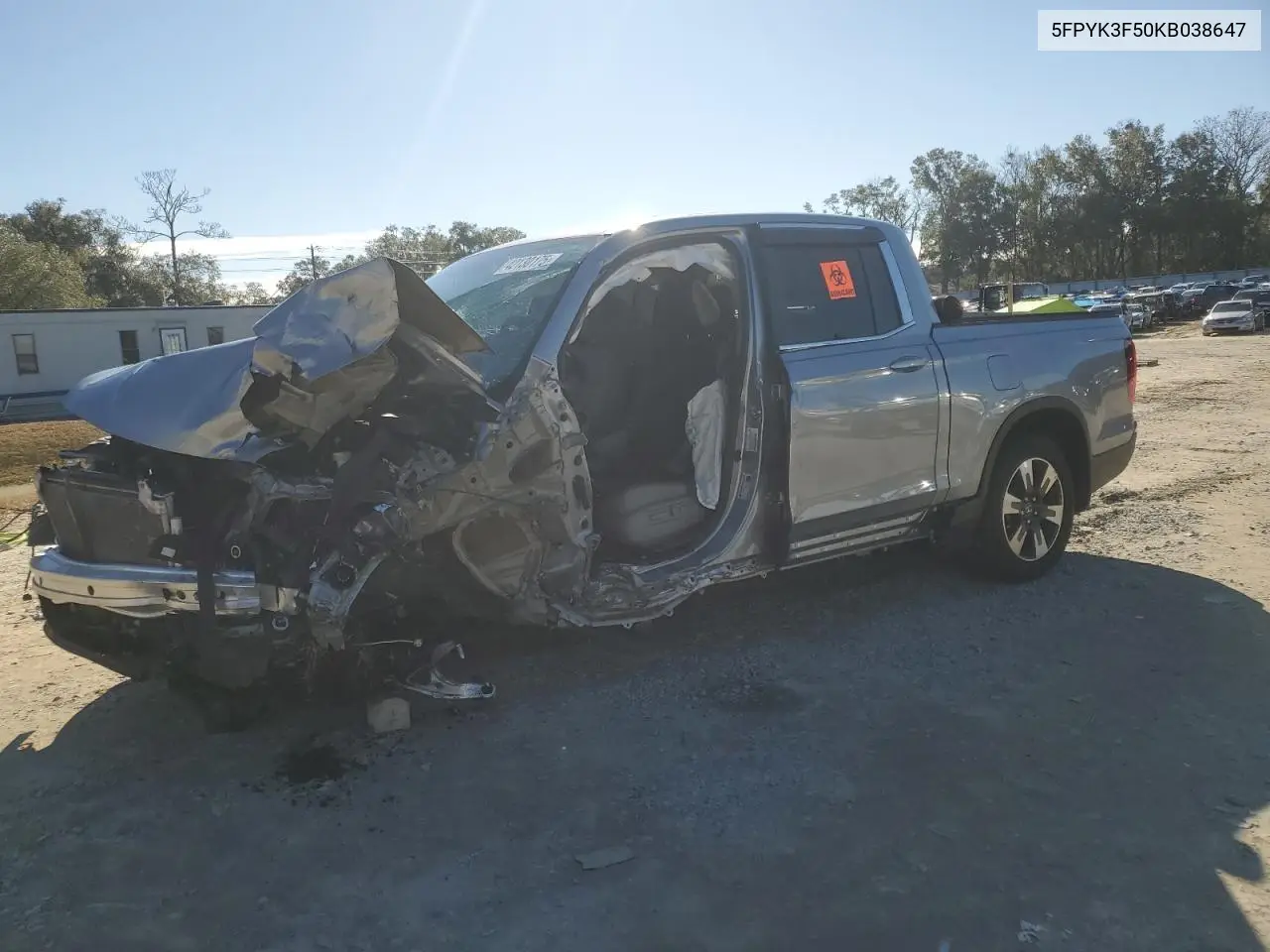 2019 Honda Ridgeline Rtl VIN: 5FPYK3F50KB038647 Lot: 42130175