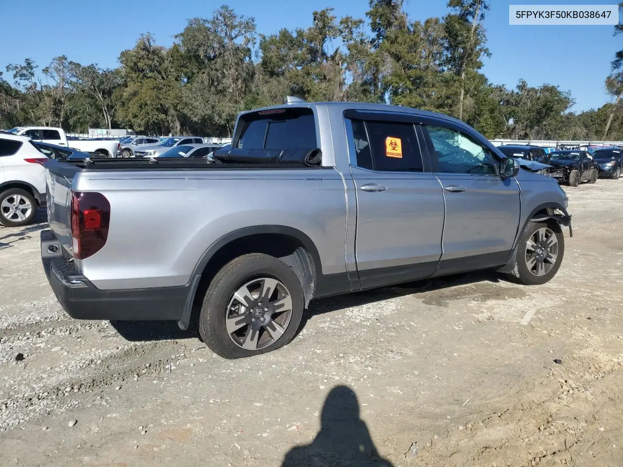 2019 Honda Ridgeline Rtl VIN: 5FPYK3F50KB038647 Lot: 42130175