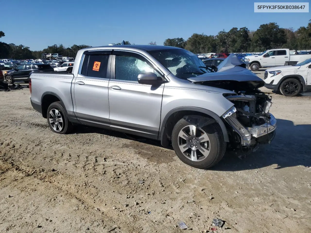 2019 Honda Ridgeline Rtl VIN: 5FPYK3F50KB038647 Lot: 42130175