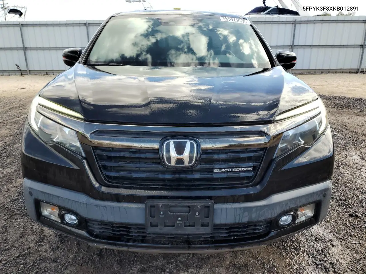 2019 Honda Ridgeline Black Edition VIN: 5FPYK3F8XKB012891 Lot: 43074505