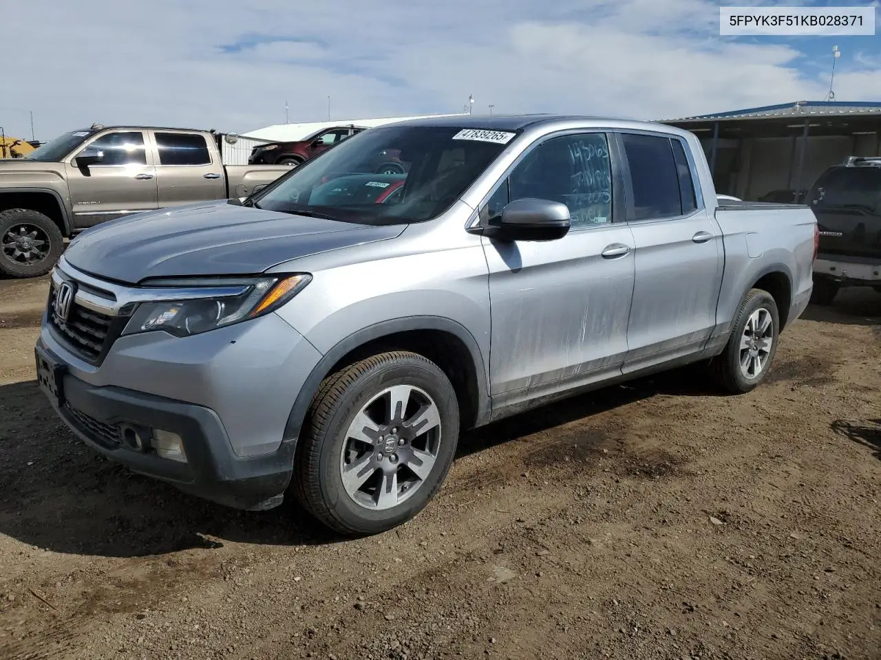 2019 Honda Ridgeline Rtl VIN: 5FPYK3F51KB028371 Lot: 47839265