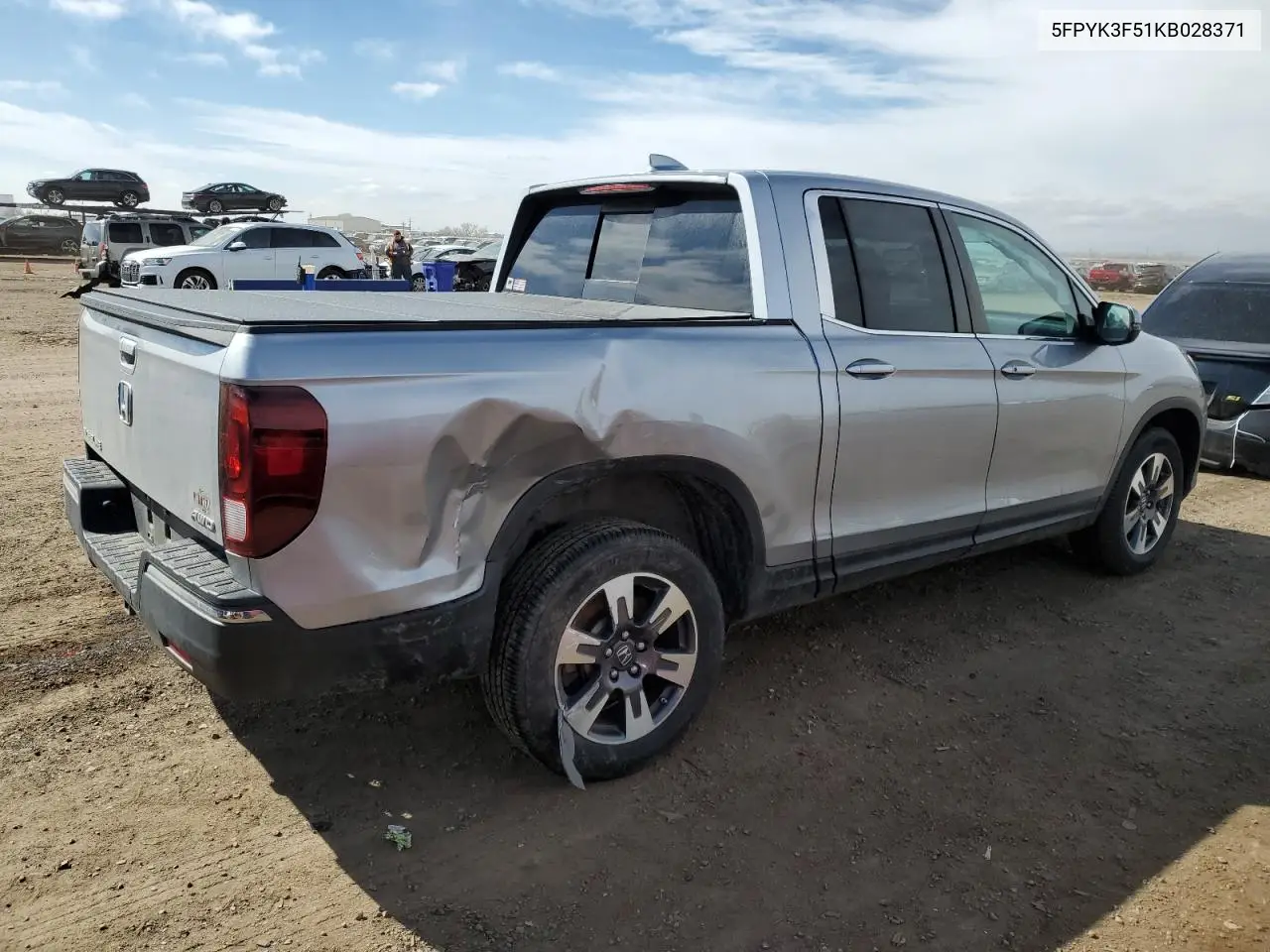 2019 Honda Ridgeline Rtl VIN: 5FPYK3F51KB028371 Lot: 47839265