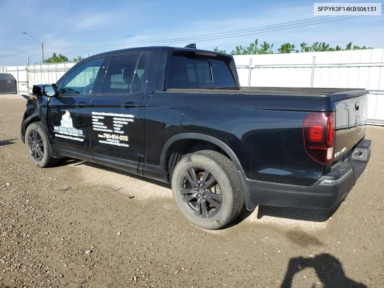 2019 Honda Ridgeline Sport VIN: 5FPYK3F14KB506151 Lot: 56627275