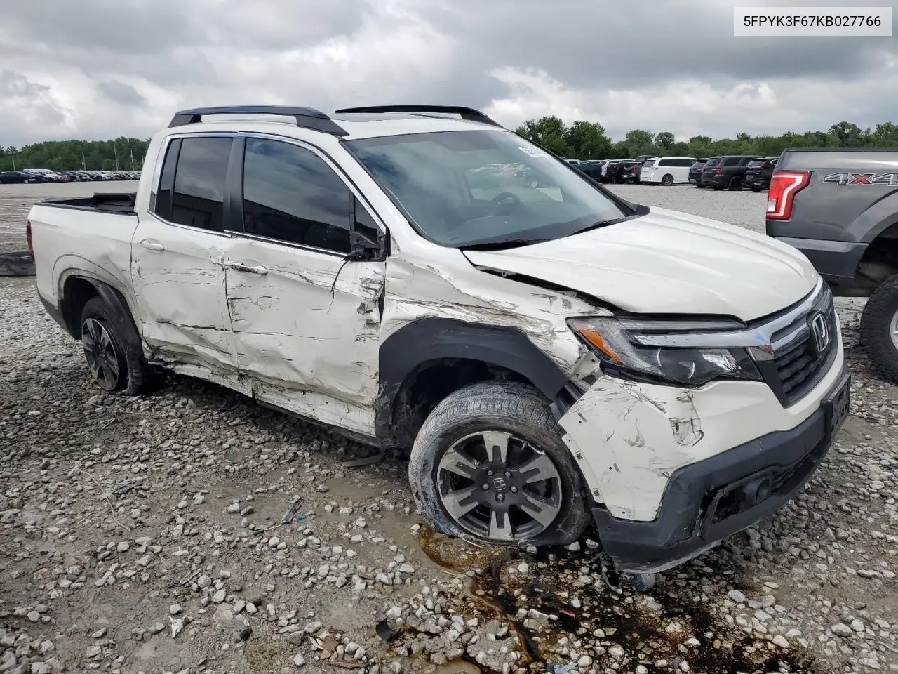 2019 Honda Ridgeline Rtl VIN: 5FPYK3F67KB027766 Lot: 56746515