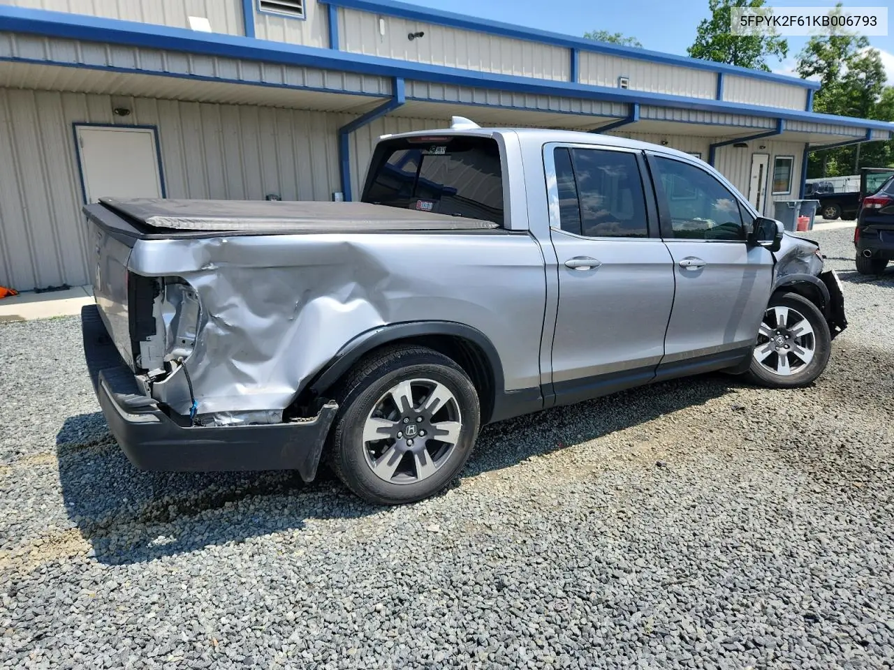 2019 Honda Ridgeline Rtl VIN: 5FPYK2F61KB006793 Lot: 60618685