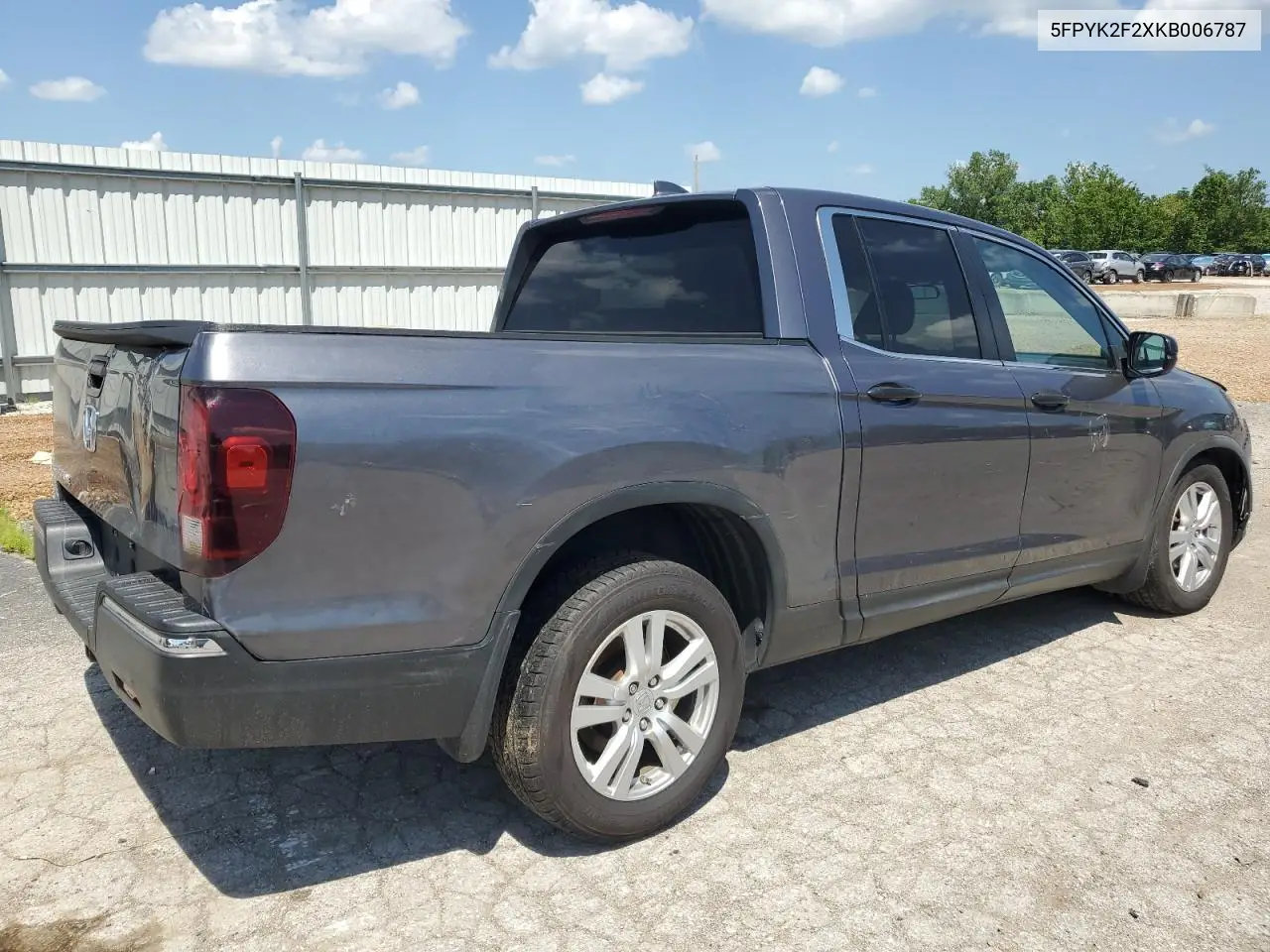 2019 Honda Ridgeline Rt VIN: 5FPYK2F2XKB006787 Lot: 60698245