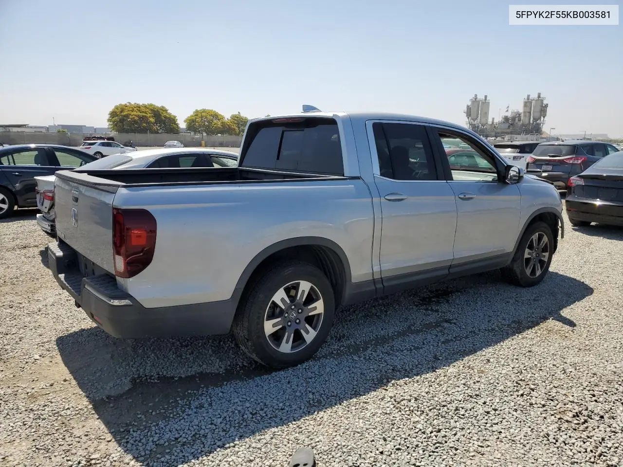 2019 Honda Ridgeline Rtl VIN: 5FPYK2F55KB003581 Lot: 61231815